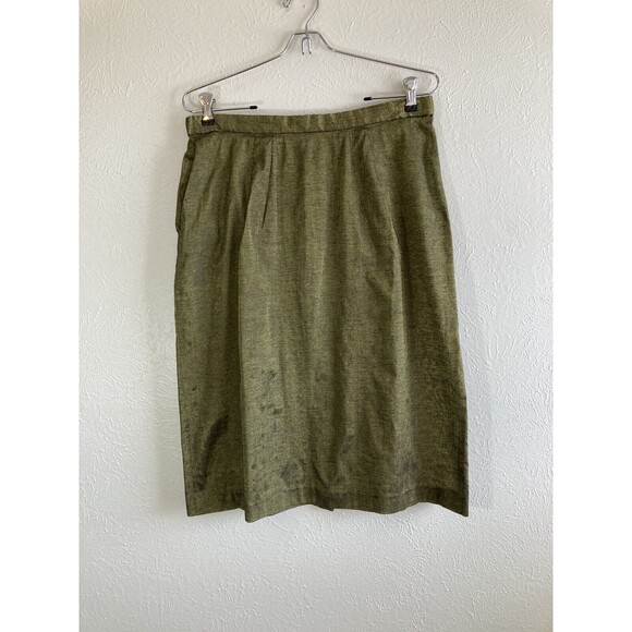 Vtg Handmade Womens 2 Pc Suit Unsized Measures 10 M Skirt & Top Green Retroglam - Picture 4 of 11